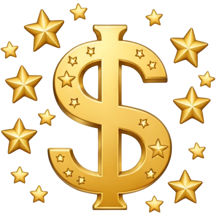 united states dollar sign with stars and hearts and sparkles emoji
