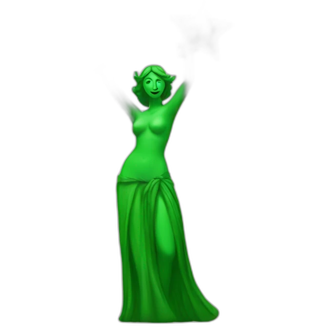 statue green woman holding three stars above head emoji