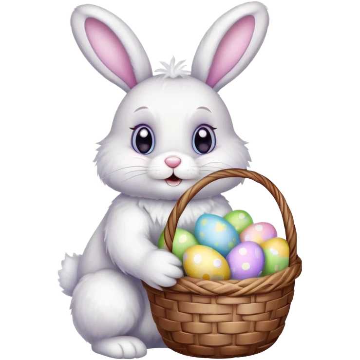 Easter bunny with colorful eggs emoji