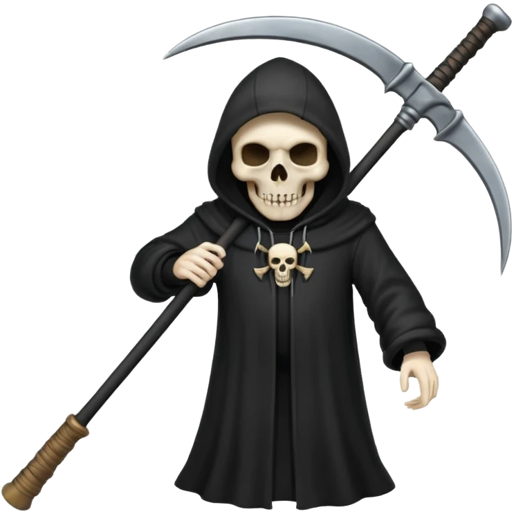 zoomed black hood skull scythe emoji