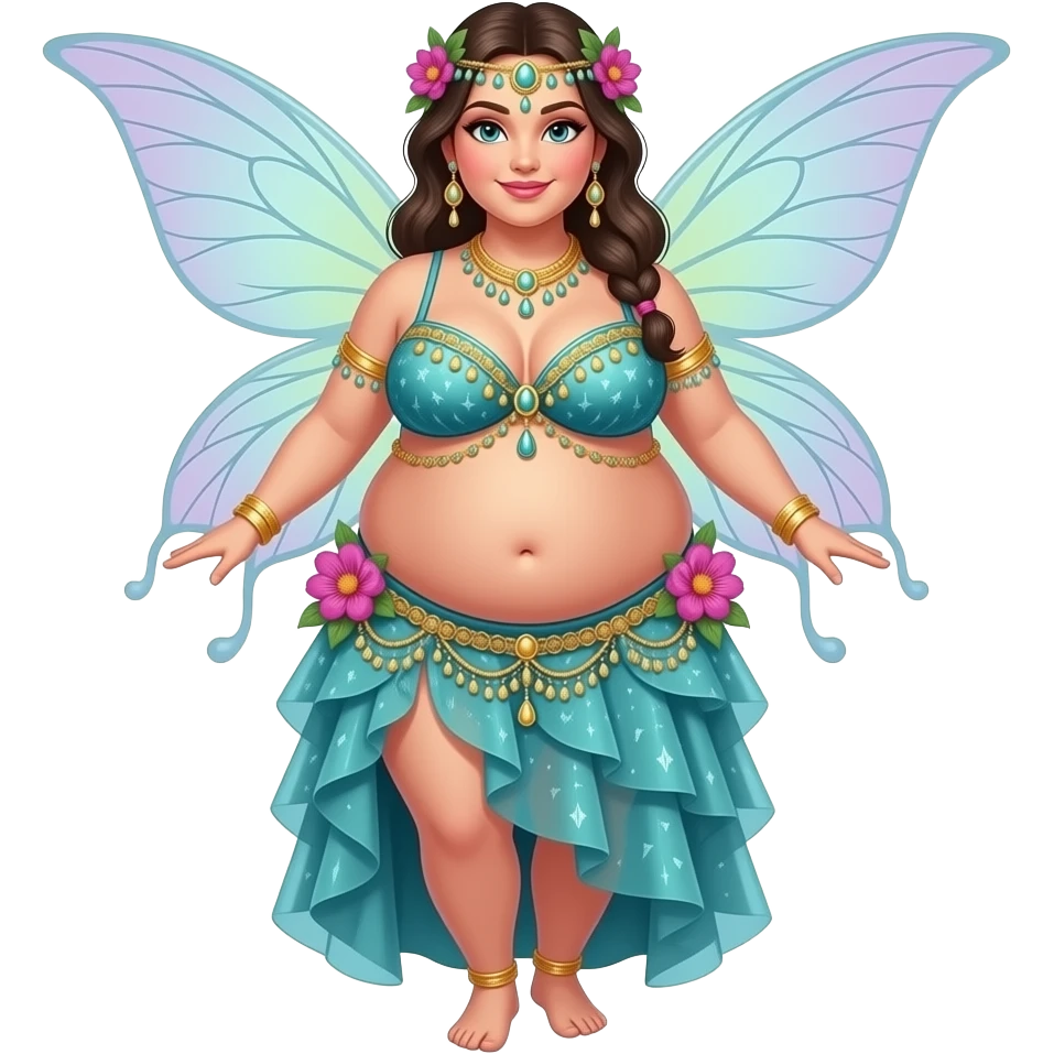 A fairy belly dancer,with a fat & full pot-belly. emoji