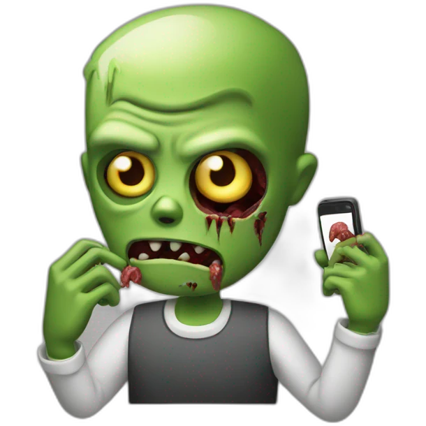 A zombie using his phone emoji