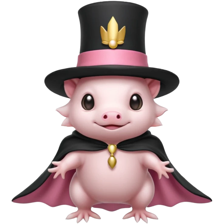 white axolotl with magician hat emoji