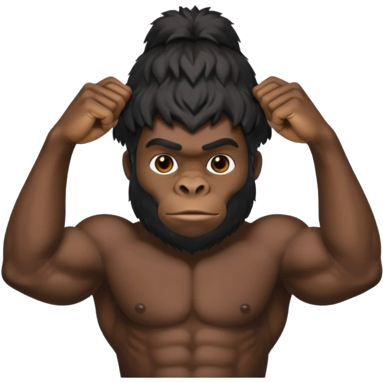 black men, with gorilla on his head emoji