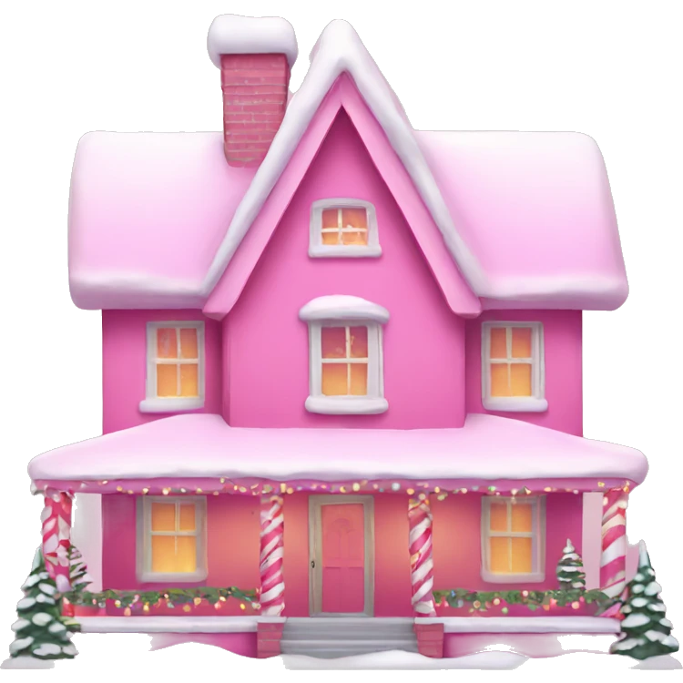 Pink Christmas house emoji
