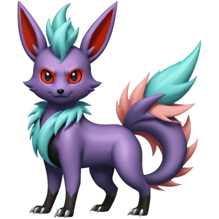 Pastel iridescent evil exotic colorful Darkrai-Scizor-Flareon-fusion with a Mohawk  emoji