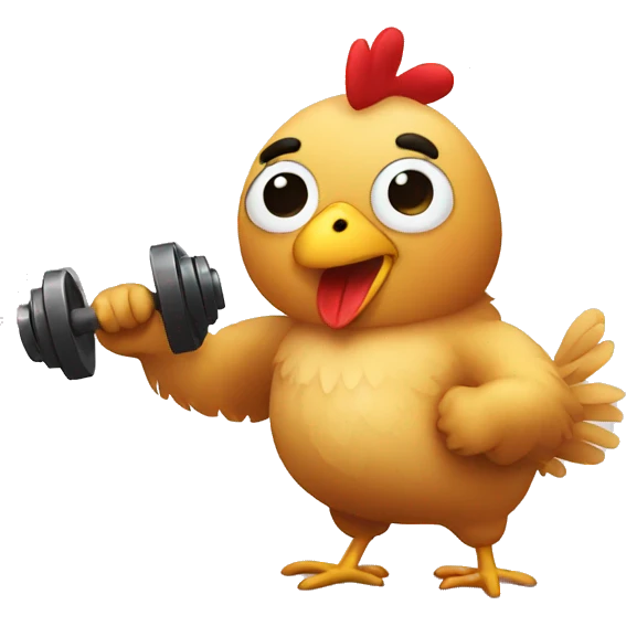 chicken at the gym doing arm movements emoji