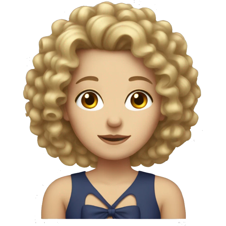 white woman with curly hair with bow in hair emoji