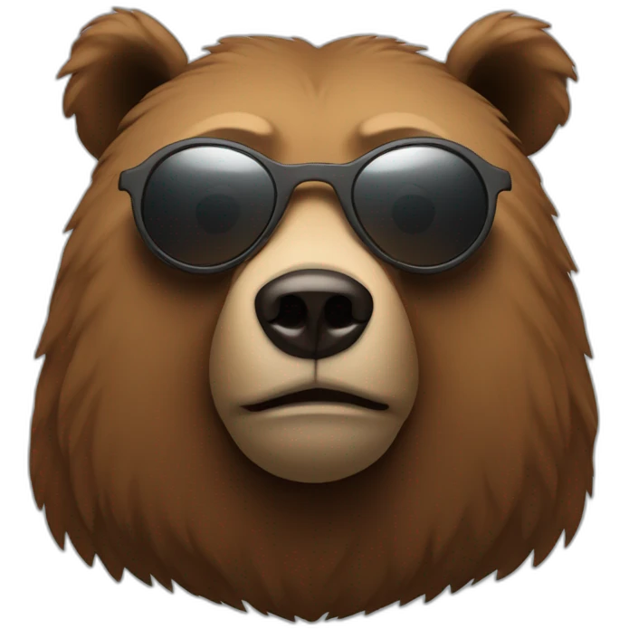 humanoid brown bear with round sunglasses looking left emoji