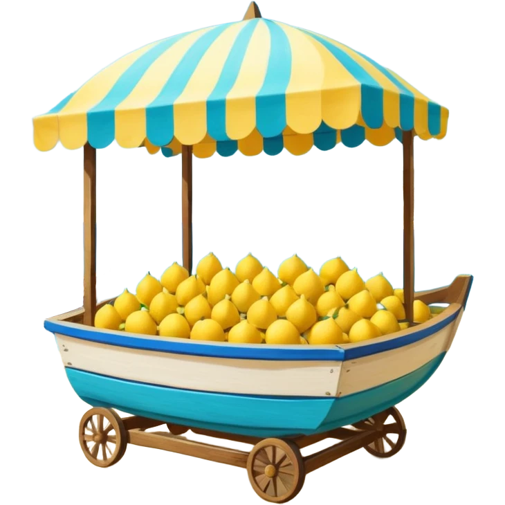 Mediterranean lemon stand by the sea, blue and white striped canopy
Fresh yellow lemons stacked, wooden boats and turquoise water background
Bright sunlight, Italian coastal summer vibe, vibrant colors emoji