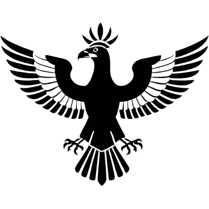 Minimalist black and white emblem emoji, inspired by the Faravahar symbol. Bio instagram  emoji