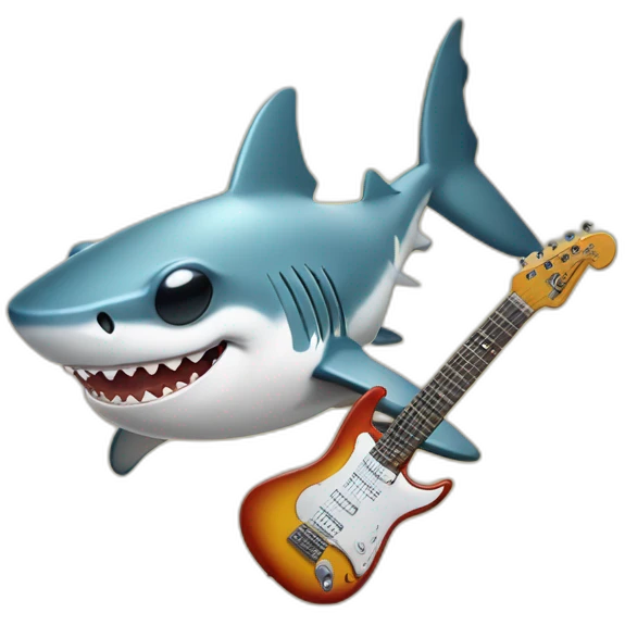 Shark with sunglases and an electric guitar an electric gitar emoji