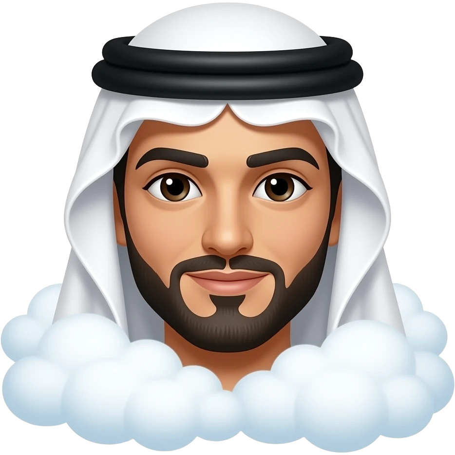 Árabe rostro con nubes a su alrededor emoji