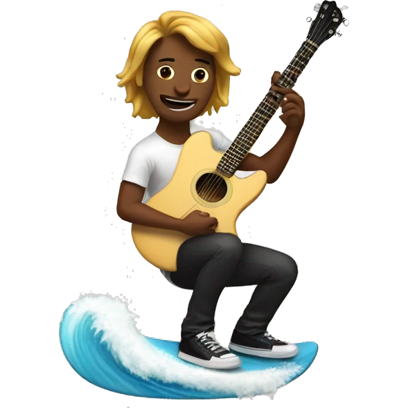 Me surfing on a guitar emoji