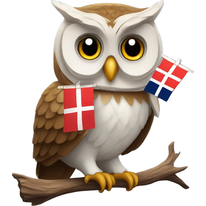 Owl with Norwegian flag and tarot cards emoji
