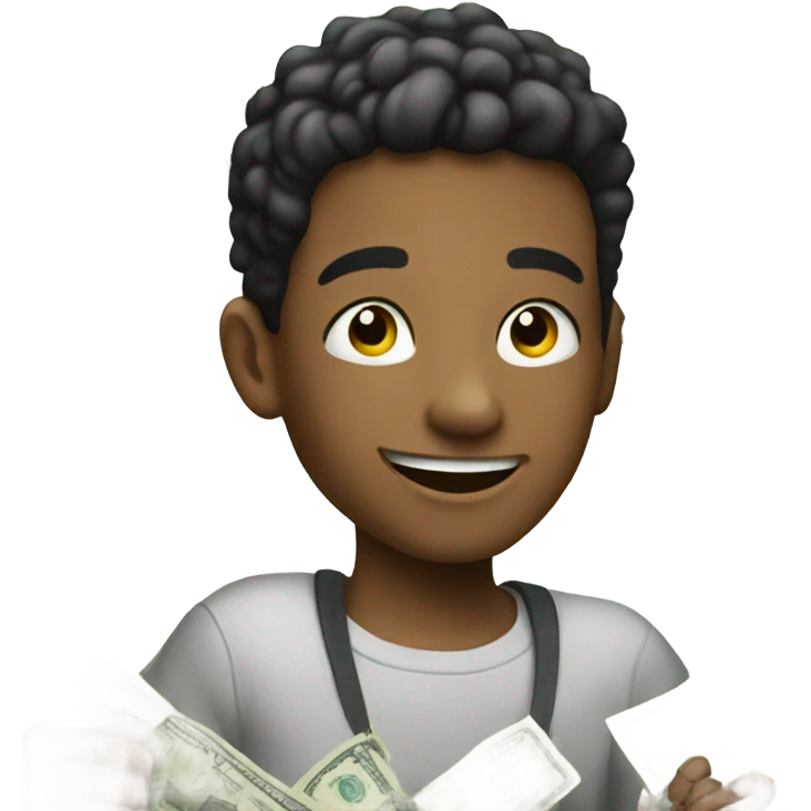 boys enjoying a  moment with lots of cash emoji