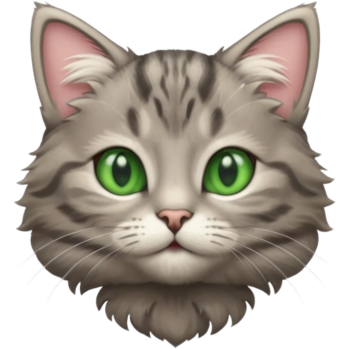 A high-resolution photo-realistic digital illustration of a grey tabby cat kitten, chest upward emoji