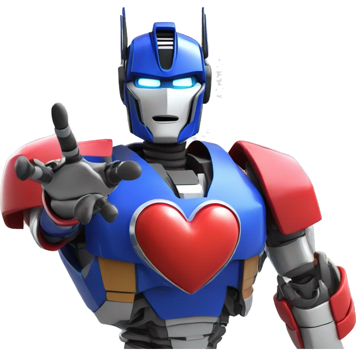 optimus humanoid making heart shape with it's arm emoji