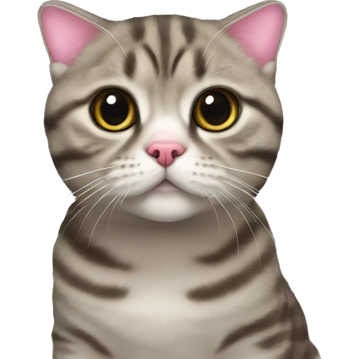 Tabby Scottish fold with pink nose emoji