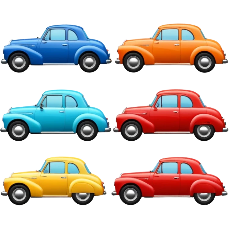 classic cars with different colors  emoji