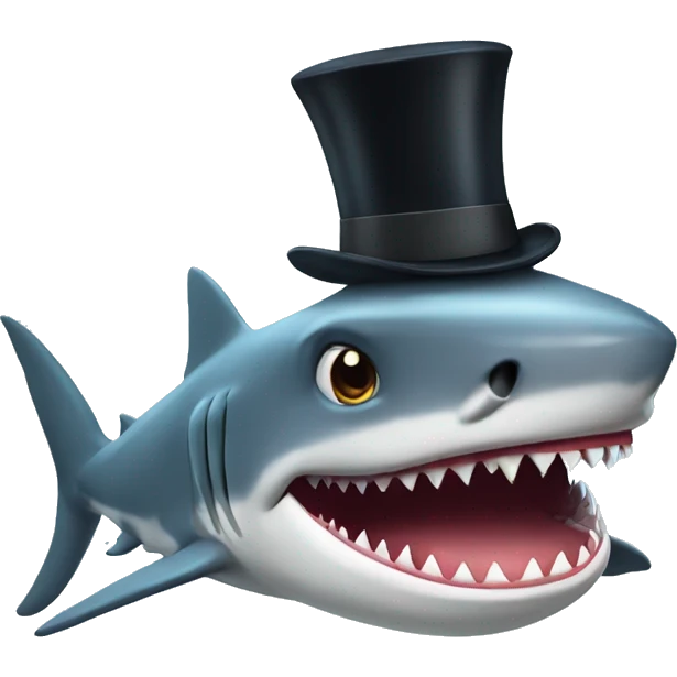 Shark with a top hat emoji
