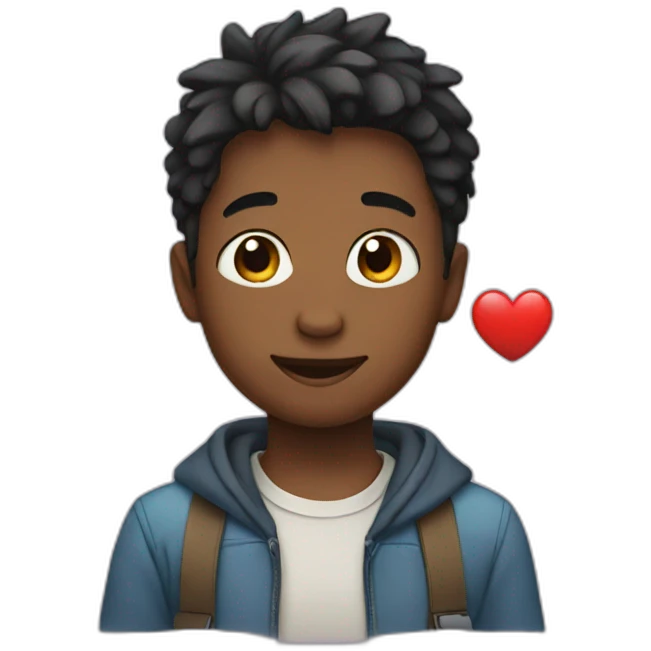 Boy with heart emoji