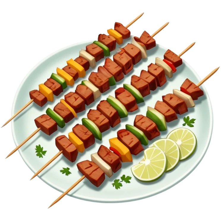 Chuanr meat skewers street food with gentle colors emoji