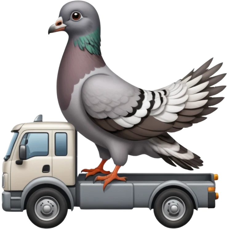 Pigeon is driving a lorry emoji
