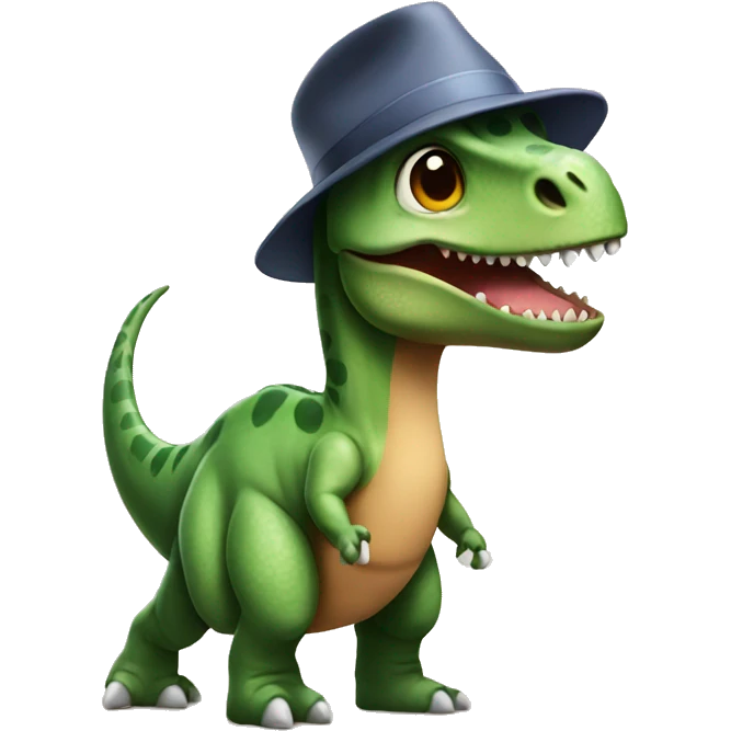 Dinosaur wearing a hat emoji