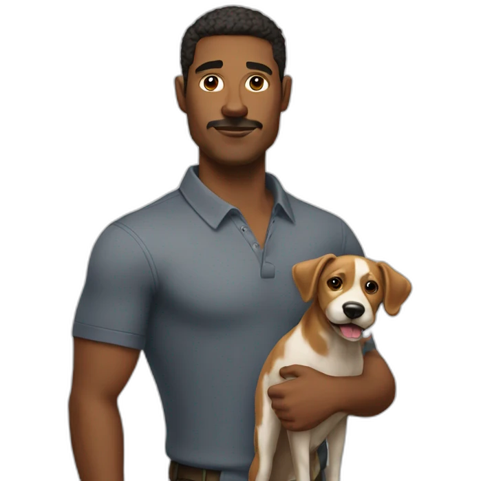 bold man with dog emoji