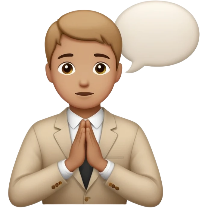 Person bowing politely with a small speech bubble that says thank you emoji