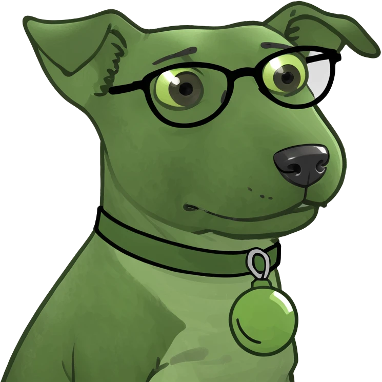 Dog wearing a golfie emoji