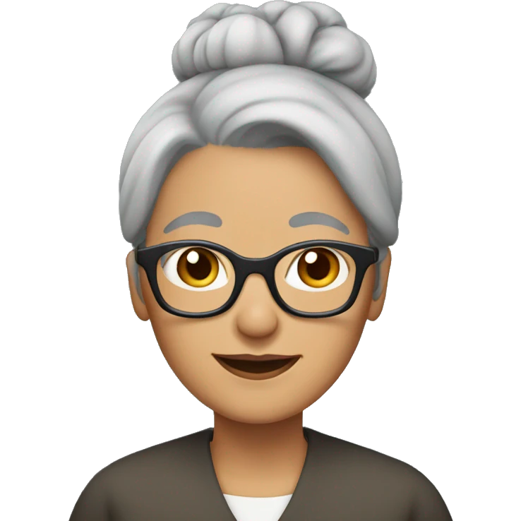 grandmother with grey hair, and glasses and a bun emoji