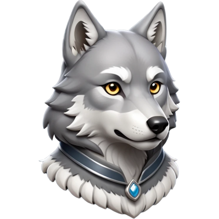 cinematic-noble-wolf-portrait-emoji,-poised-and-regal,-with-a-strong,-lean-build-and-a-sleek,-well-groomed-fur-of-grey-and-white,-deep-set-soulful-piercing-eyes,-simplified-yet-sharp-and-sophisticated-features,-highly-detailed,-full-body, zoomed out showing shoulders emoji