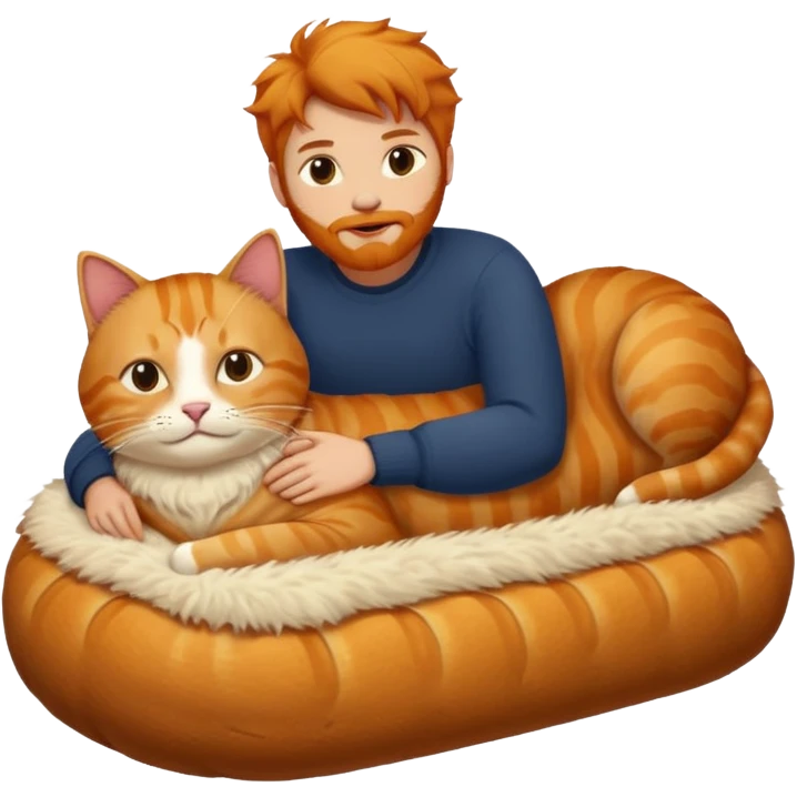 full body cat in loaf with a human man head  emoji