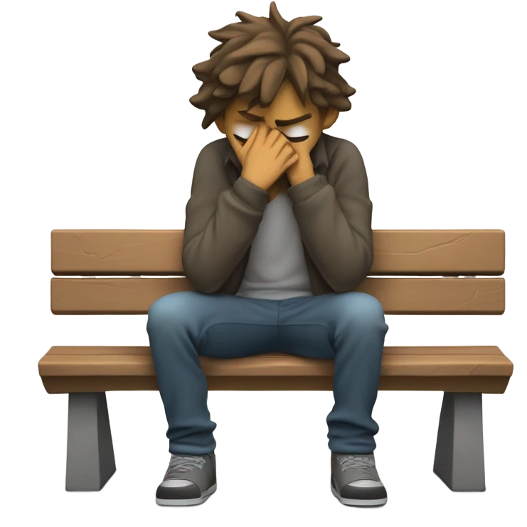 Sad and depressed boy that just broke up with his girlfriend because he only loves work emoji