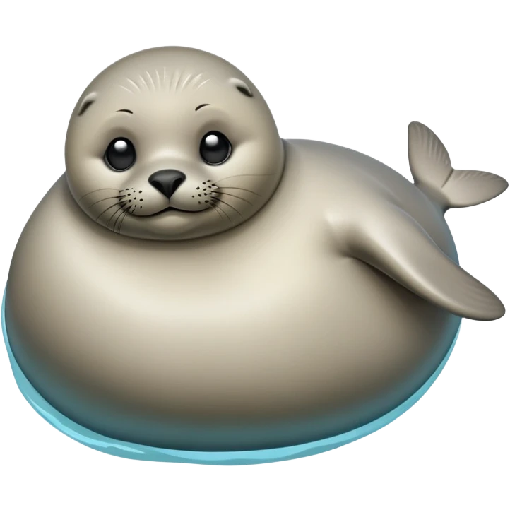 cinematic-seal-realistic-full-body-lounging-emoji,-plump-sleek-body-stretched,-short-smooth-fur-glinting-in-the-sea-breeze,-flippers-tucked-comfortably-beneath-its-body,-large-dark-eyes-filled-with-playful-curiosity emoji