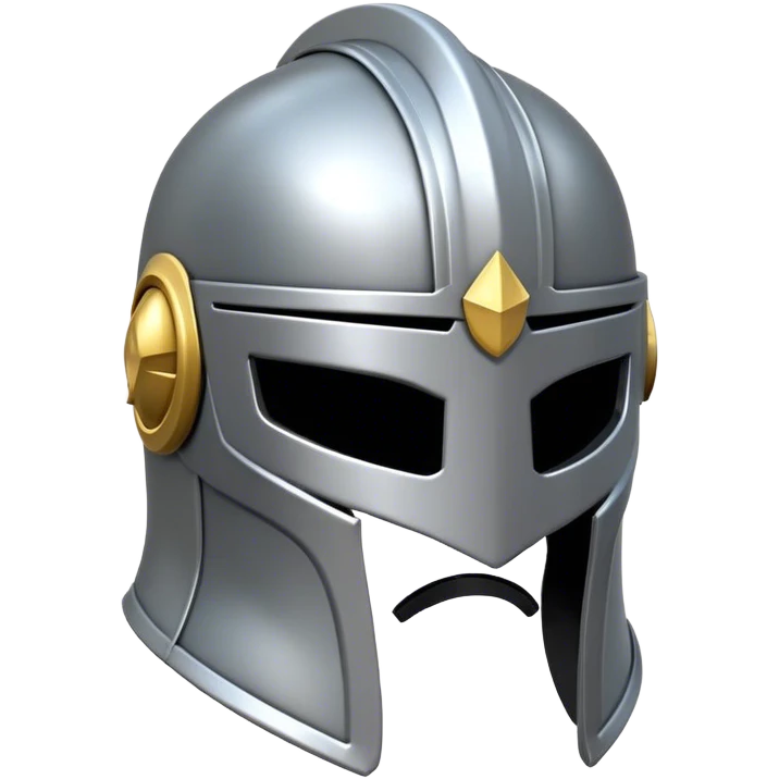 Clash of Clans aesthetic: Cinematic heroic Steel full face Helm Emoji, rendered in a 3D vector-style similar to standard emojis with minimal shading and bold, simplified shapes. A compact, isometric helmet crafted of shining steel with intricate engravings and a protective visor, softly glowing with a noble warrior charm. Simplified yet unmistakably iconic, highly detailed and consistent, glowing with a soft radiant gleam and high polish. Stylized with a touch of chivalric tradition and a soft glowing outline, capturing the essence of a stalwart battle helm with a friendly, playful manner! emoji