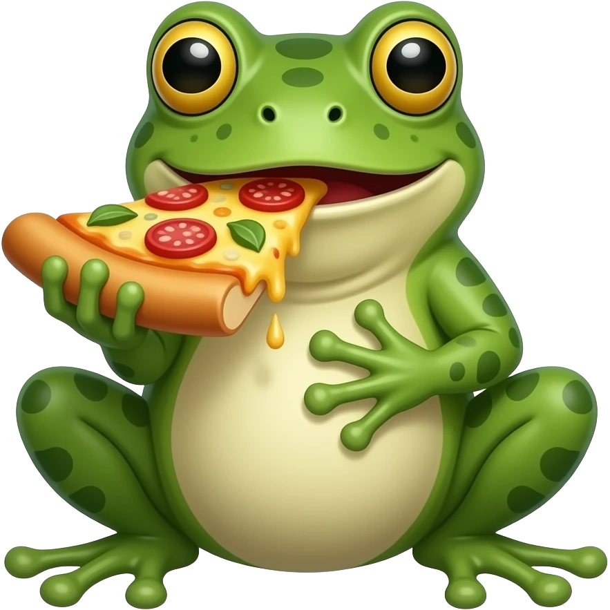 A real frog eating pizza emoji