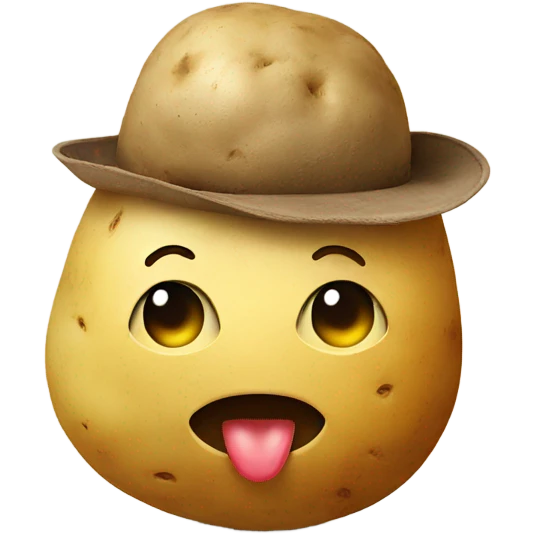 potato with a smiley face wearing a hat emoji