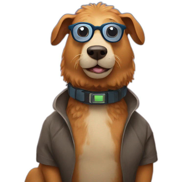 a dog who rides a capybara with nerd glasses who loves volcanoes emoji