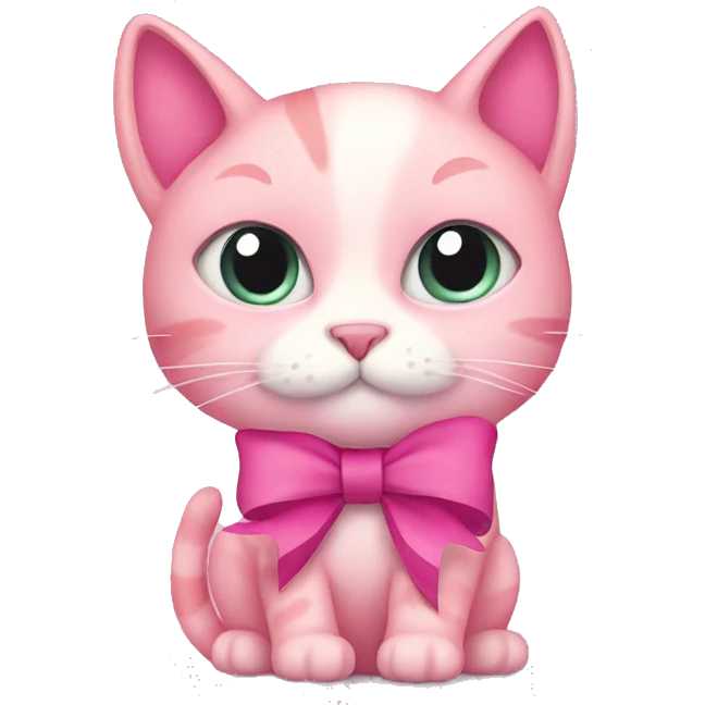 Pink cat with bow emoji