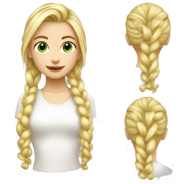 fille blonde avec tresses avec des yeux verts  emoji