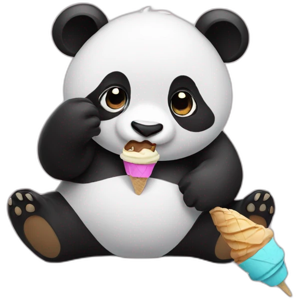 Panda eating ice cream emoji