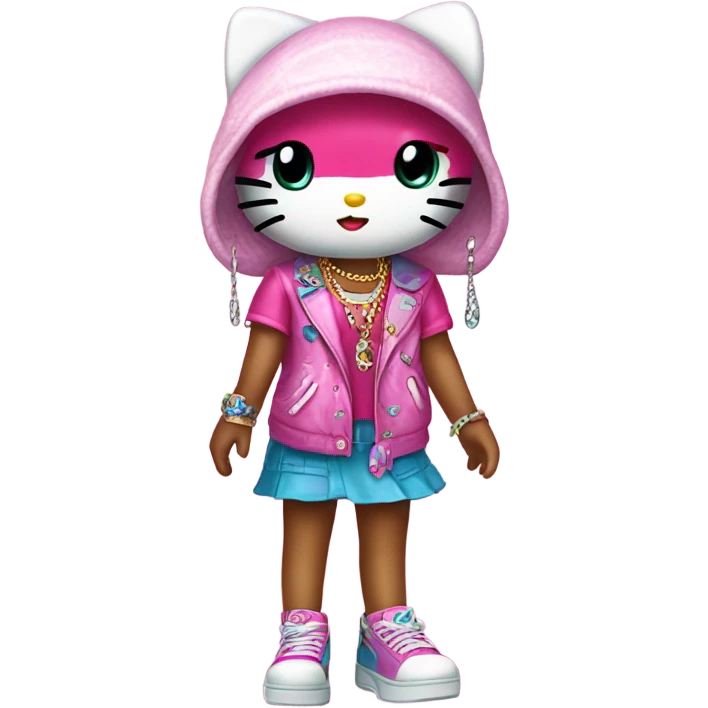 Hello kitty wearing y2k emoji
