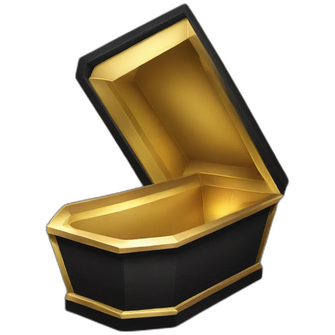 black coffin filled inside gold emoji