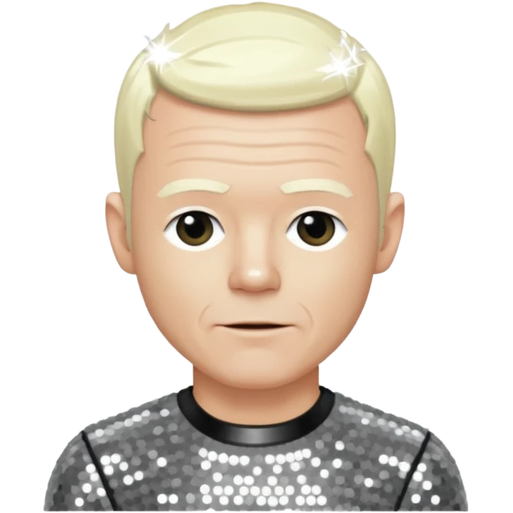 Jimmy Somerville with platinum blonde hair, silver sequin outfit emoji