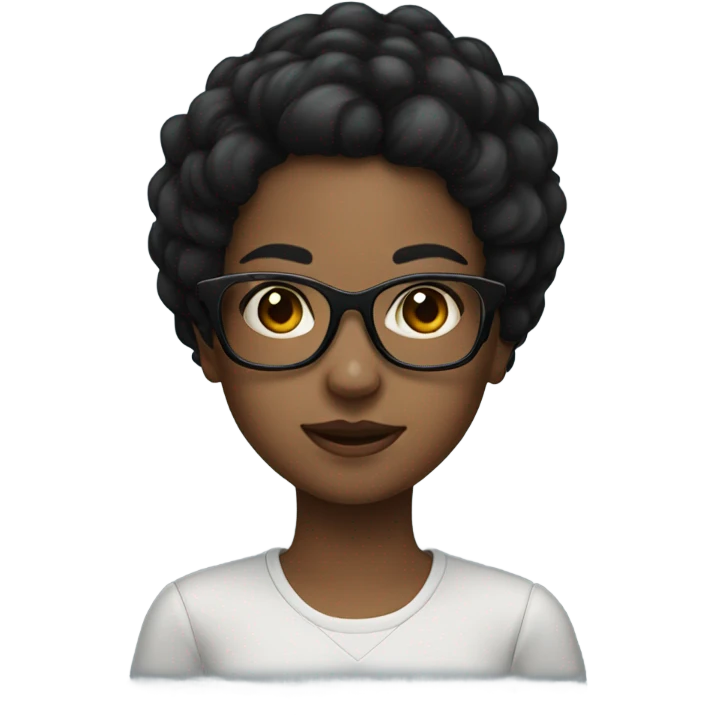 Black hair girl with black glasses  emoji