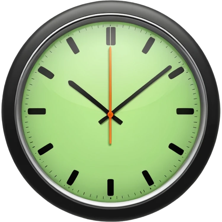 make Clock in minimalism in loght Green color without numbers  emoji