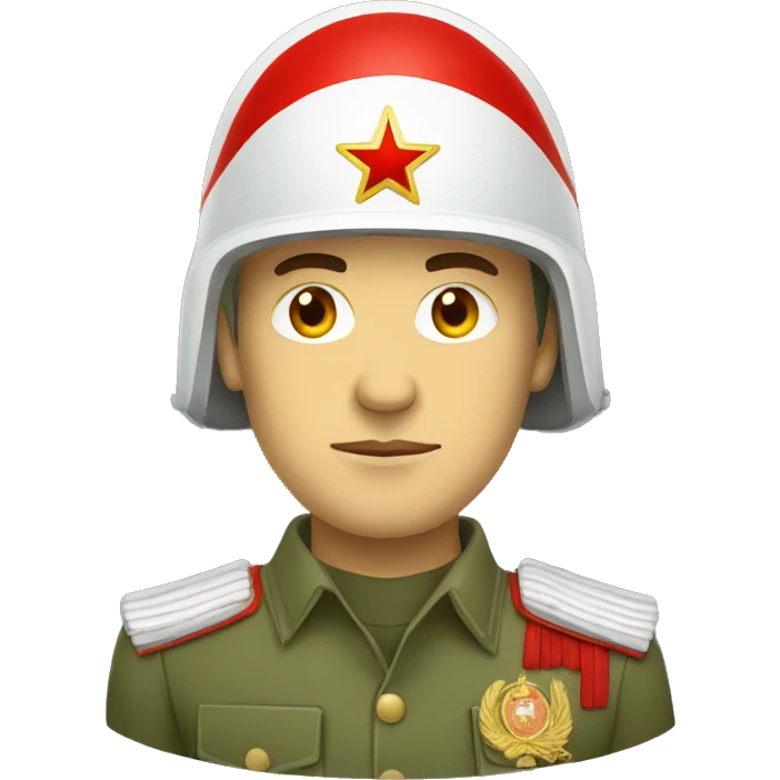 ussr soldier serious with military helmet with red star emoji